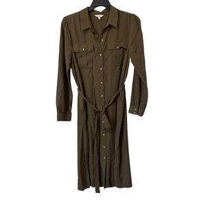 NWOT Lucky brand Olive Green Button-Up Shirt Dress size Large